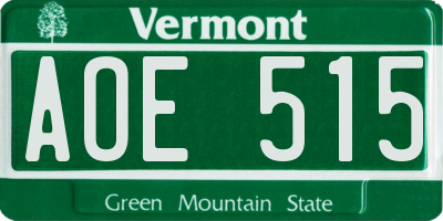 VT license plate AOE515