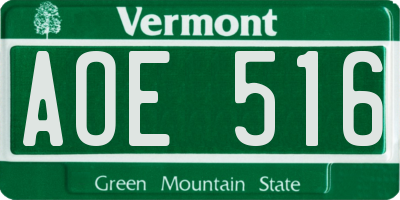 VT license plate AOE516