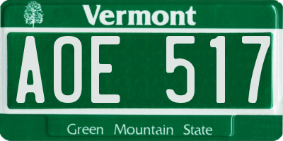 VT license plate AOE517