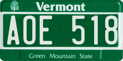 VT license plate AOE518