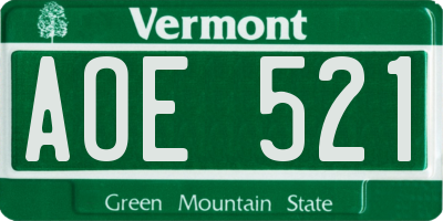 VT license plate AOE521