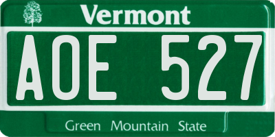 VT license plate AOE527