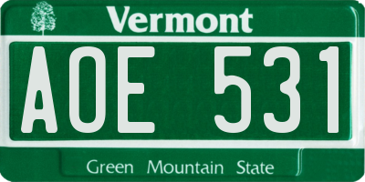 VT license plate AOE531