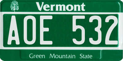 VT license plate AOE532