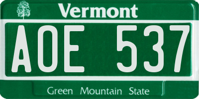 VT license plate AOE537
