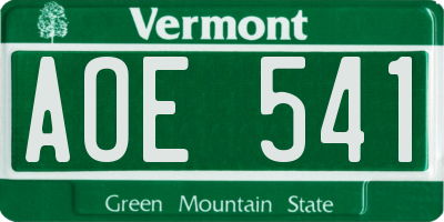 VT license plate AOE541