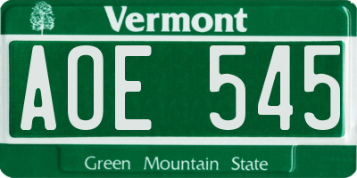 VT license plate AOE545