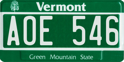 VT license plate AOE546