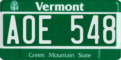 VT license plate AOE548
