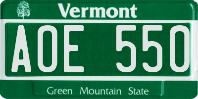 VT license plate AOE550