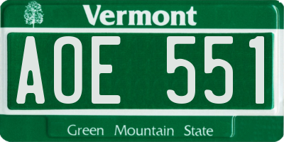 VT license plate AOE551