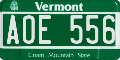 VT license plate AOE556
