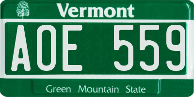 VT license plate AOE559