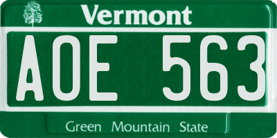 VT license plate AOE563