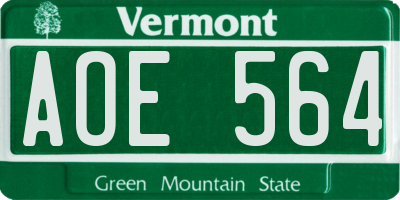 VT license plate AOE564