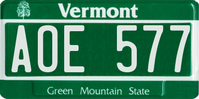 VT license plate AOE577