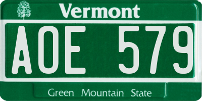 VT license plate AOE579