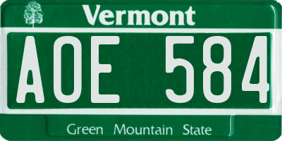 VT license plate AOE584