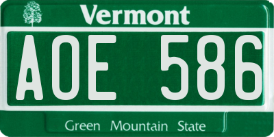 VT license plate AOE586