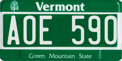 VT license plate AOE590