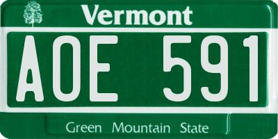 VT license plate AOE591