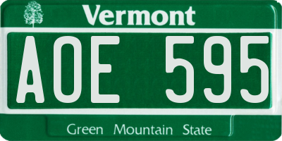 VT license plate AOE595