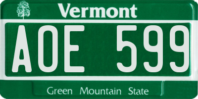 VT license plate AOE599