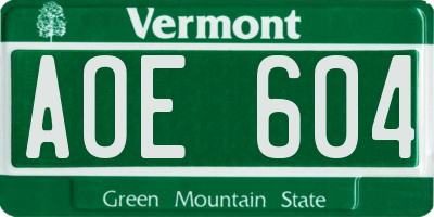 VT license plate AOE604