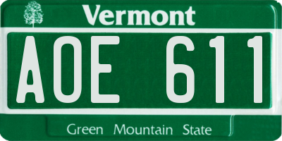 VT license plate AOE611