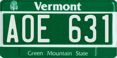 VT license plate AOE631
