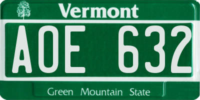VT license plate AOE632