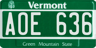 VT license plate AOE636