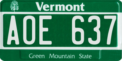 VT license plate AOE637