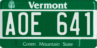 VT license plate AOE641