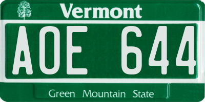VT license plate AOE644