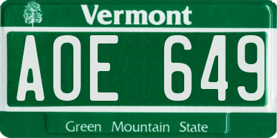 VT license plate AOE649