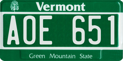 VT license plate AOE651