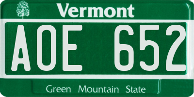 VT license plate AOE652
