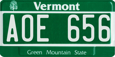 VT license plate AOE656