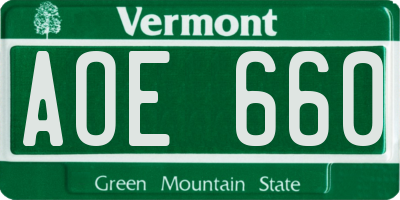 VT license plate AOE660