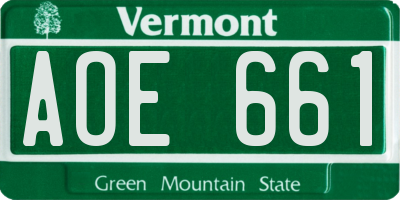 VT license plate AOE661