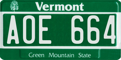 VT license plate AOE664