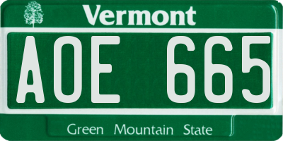 VT license plate AOE665