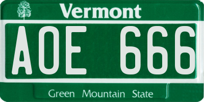 VT license plate AOE666