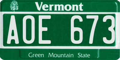 VT license plate AOE673