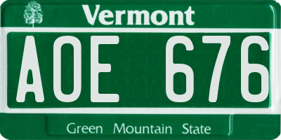 VT license plate AOE676