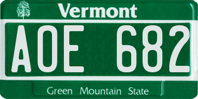 VT license plate AOE682