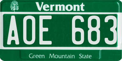 VT license plate AOE683