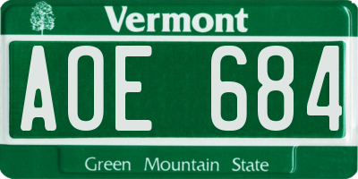 VT license plate AOE684