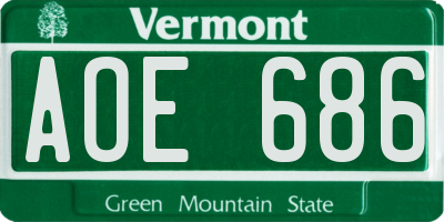 VT license plate AOE686